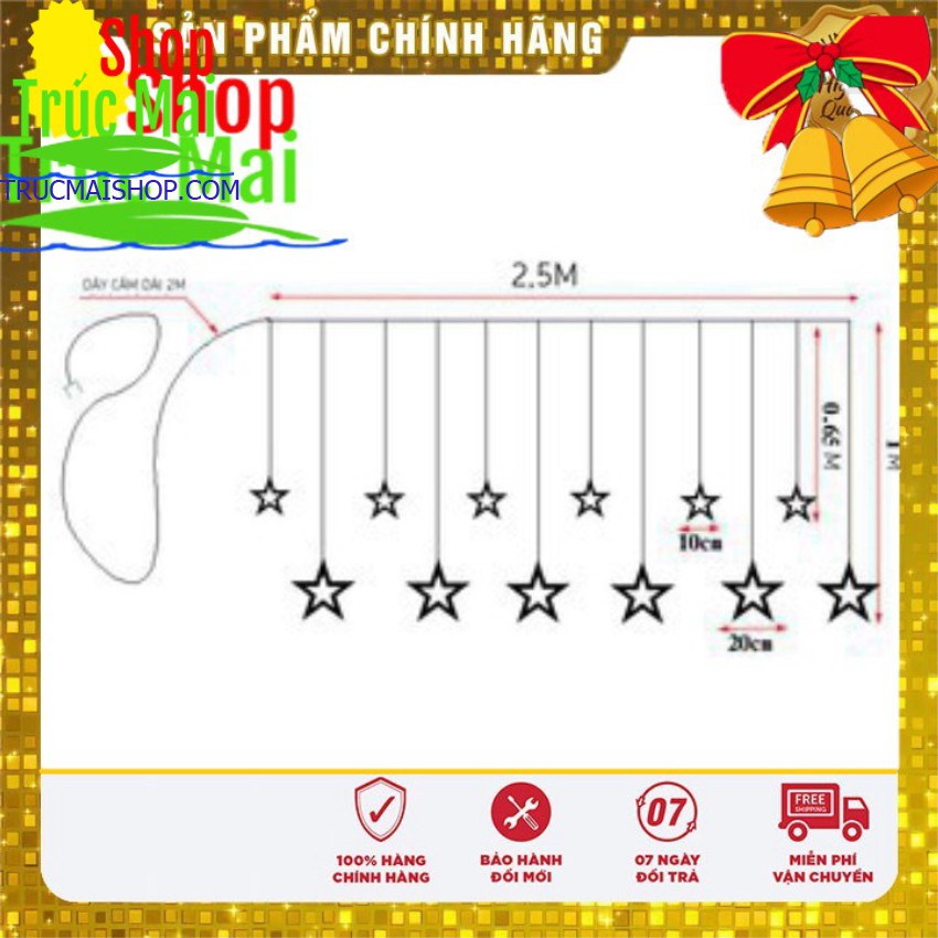 ĐÈN NHÁY THẢ MÀNH DÀI 5M, 6 NGÔI SAO TO, 6 NGÔI SAO BÉ (Kho Tiện Ích KimPham96)