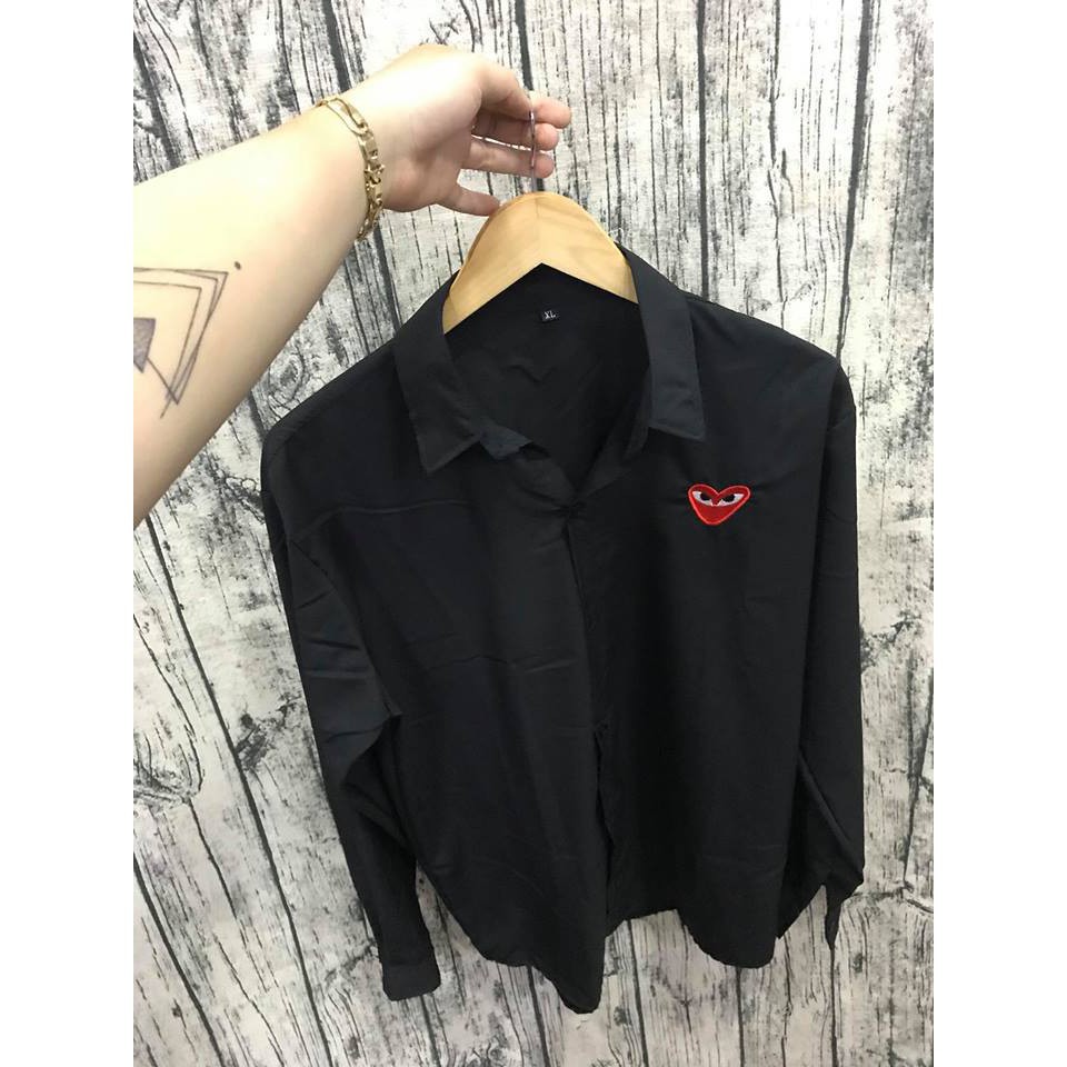 ÁO Sơ Mi Tim ( 3 màu đen , trắng v sọc đen ) cao cấp | BigBuy360 - bigbuy360.vn