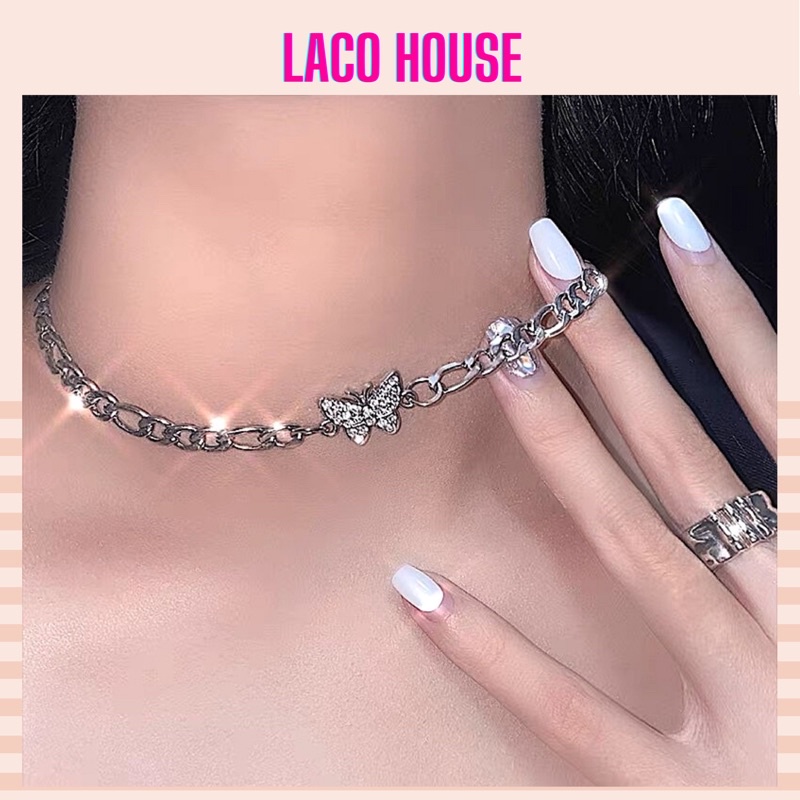 Vòng vổ chocker mặt cánh bướm đính đá phụ kiện thời trang nữ V05