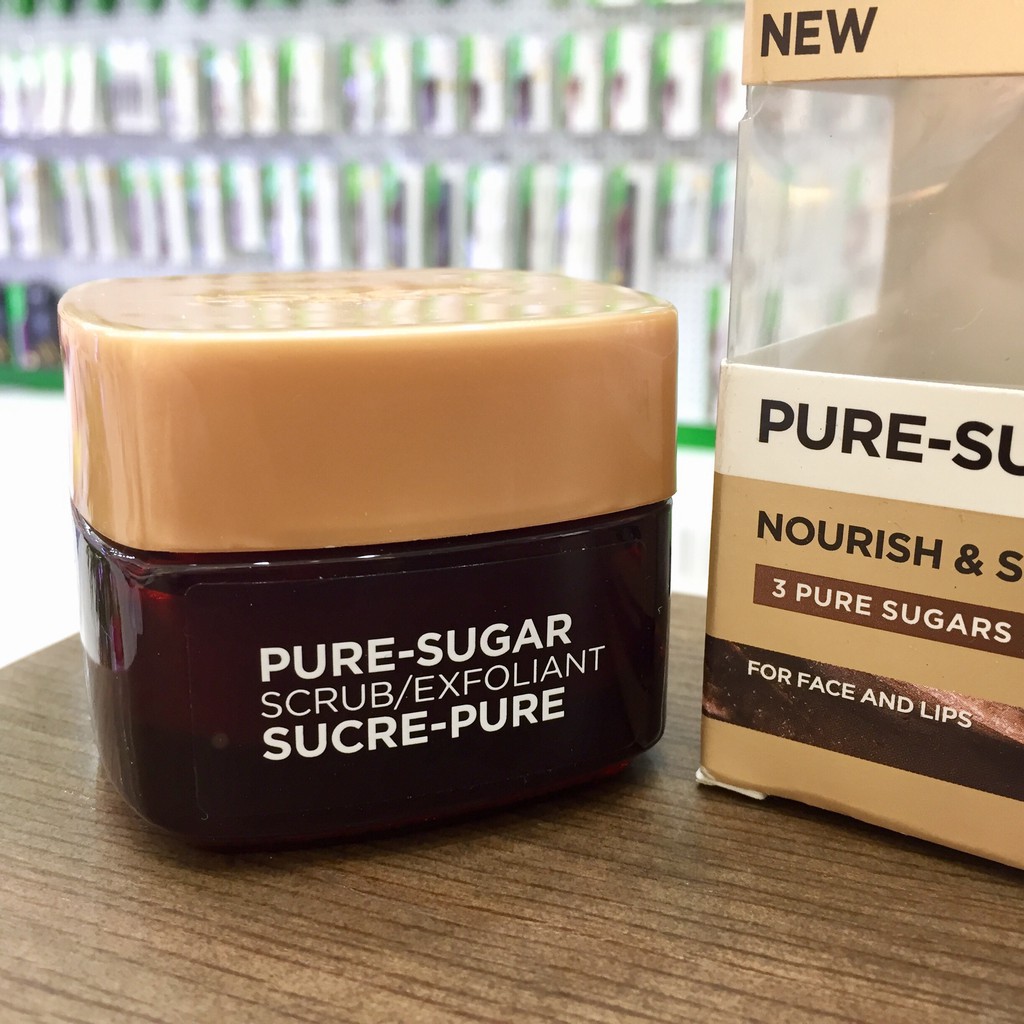 [ CHÍNH HÃNG ] Tẩy Tế Bào Chết Mặt - Môi L'OREAL PARIS PURE SUGAR NOURISH AND SOFLEN CA CAO 50ml