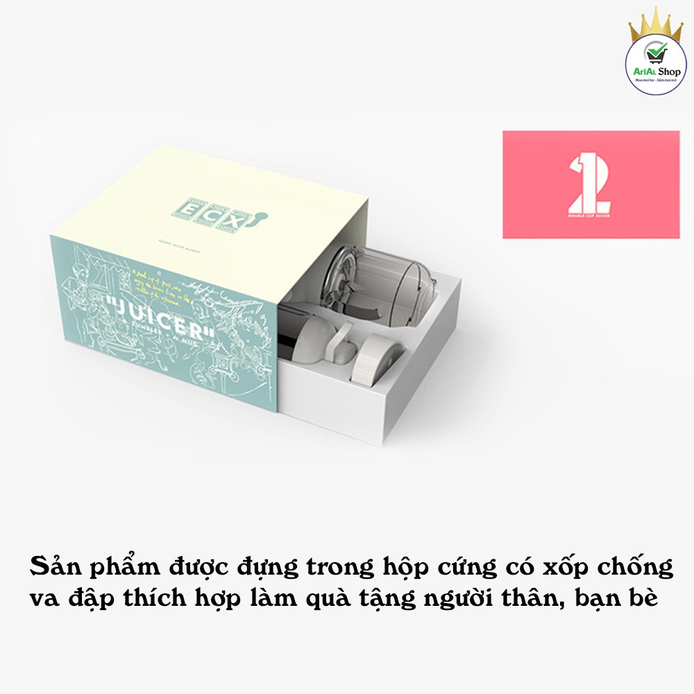 [BẢO HÀNH 12 THÁNG] Máy Xay Sinh Tố ECX Mini Kiểu Dáng Cổ Điển Với 2 Bình Dung Tích 600ml