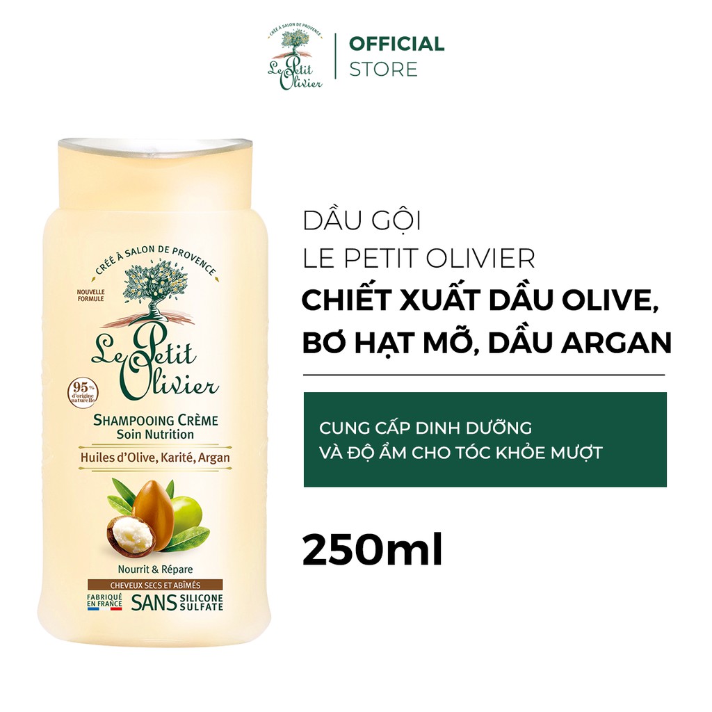 Dầu Gội Le Petit Olivier Chiết Xuất Dầu Olive, Bơ Hạt Mỡ, Dầu Argan 250ML