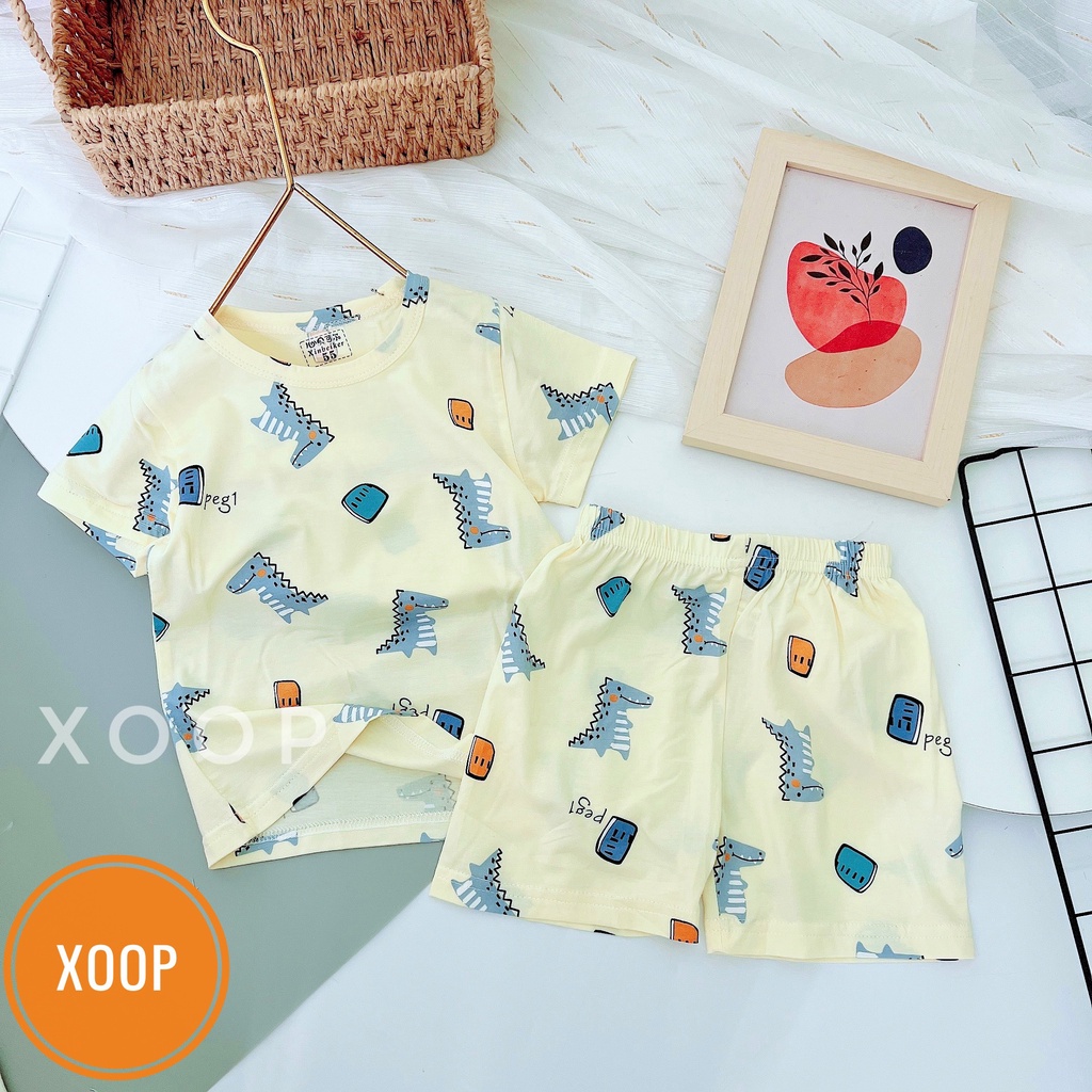Xả ! Size nhỡ b4  Bộ cộc xuất hàn in tràn chất cotton lạnh hàng Quảng châu