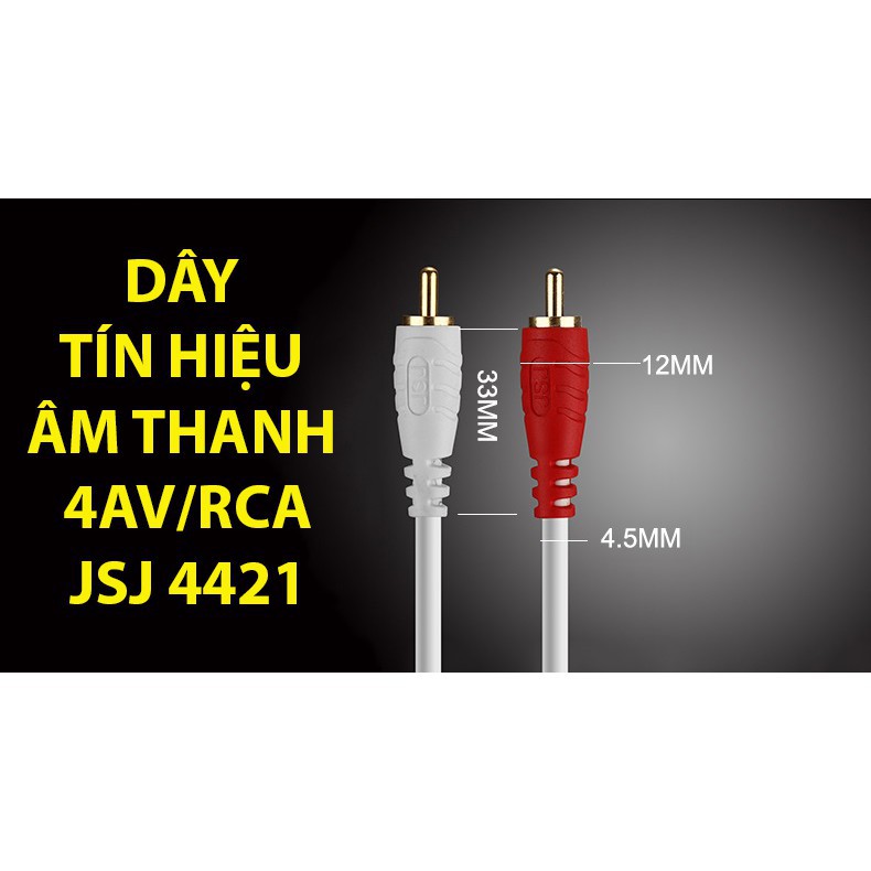 [Bán chạy nhất] Combo 2 dây tín hiệu 4 đầu bông sen (AV/RCA) JSJ 4421 dài 1.8m - 15m đầu cắm mạ vàng đảm bảo tín hiệu ổn