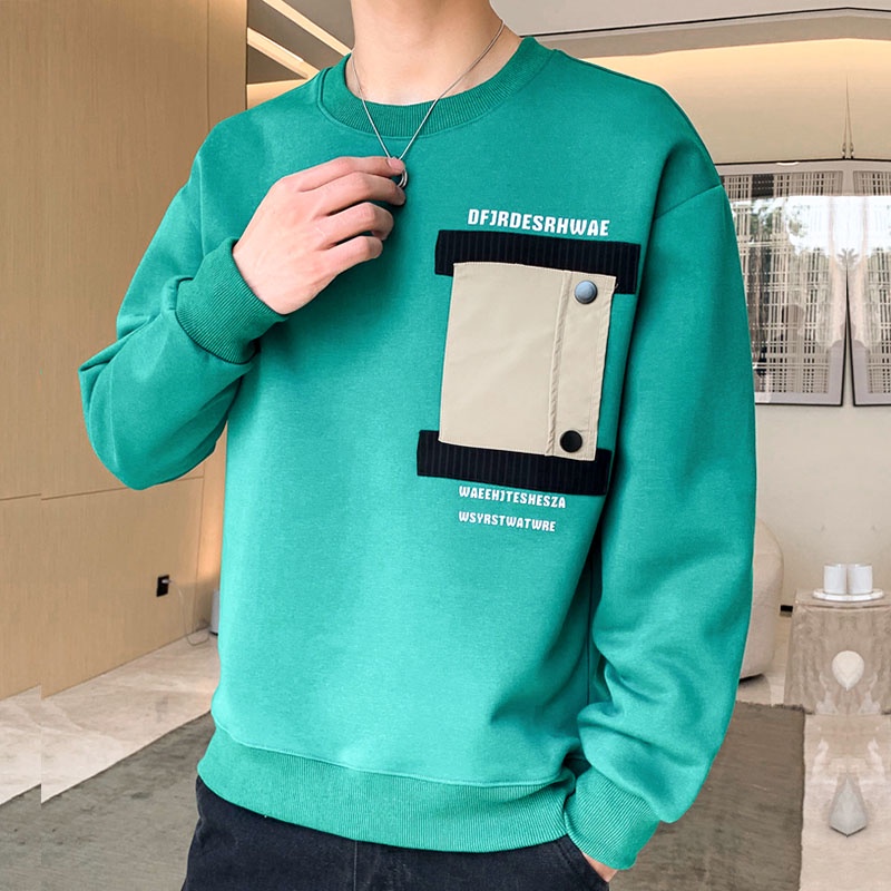 Áo Sweater Nỉ Nam Form Rộng Cổ Tròn Bo Gấu Phối Họa Tiết Túi Ngực Thời Trang Zenkonu TOP NAM 240