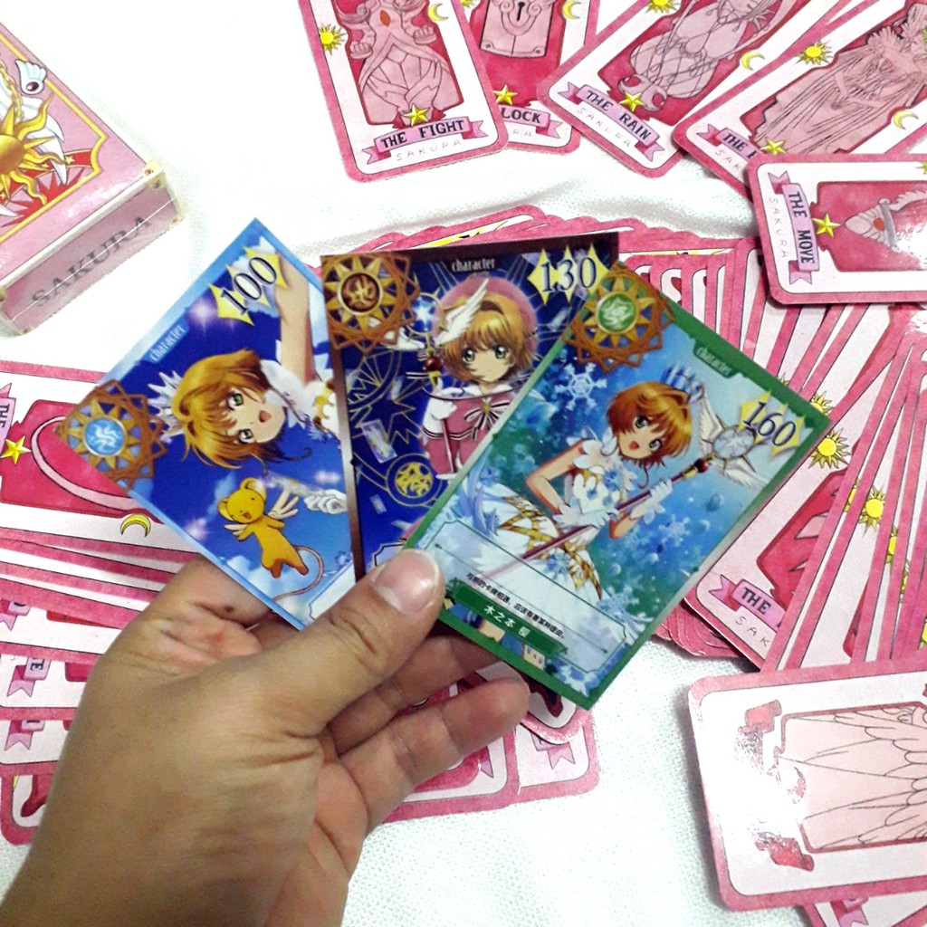 Thẻ Bài Clow Card  - SAKURA 56 lá bài  (2 màu Hồng -Nâu) Kèm bài dịch Tiếng Việt