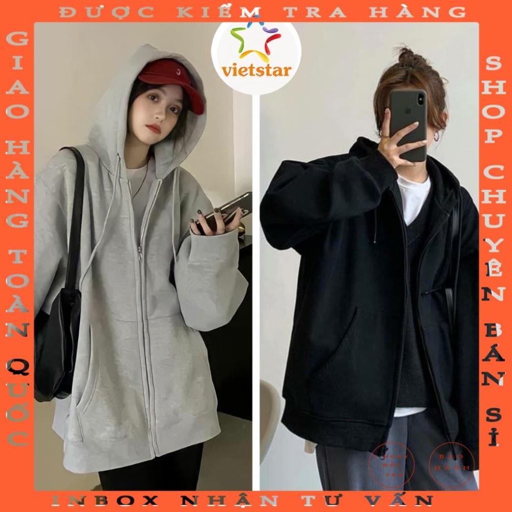 Áo khoác nỉ form rộng tay bồng BASIC áo hoodie hot trend_VIETSTAR