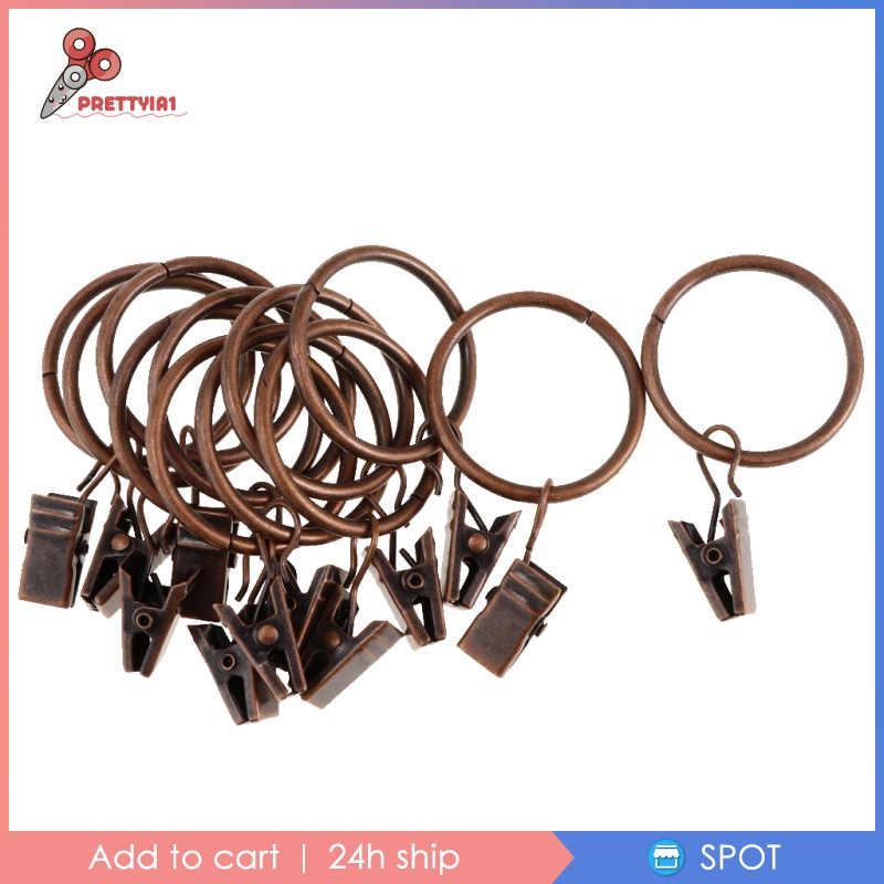 [Prettyia1] Set 12 Vòng Kẹp Rèm Cửa Kim Loại Cổ Điển 25mm / 32mm Kèm Khoen