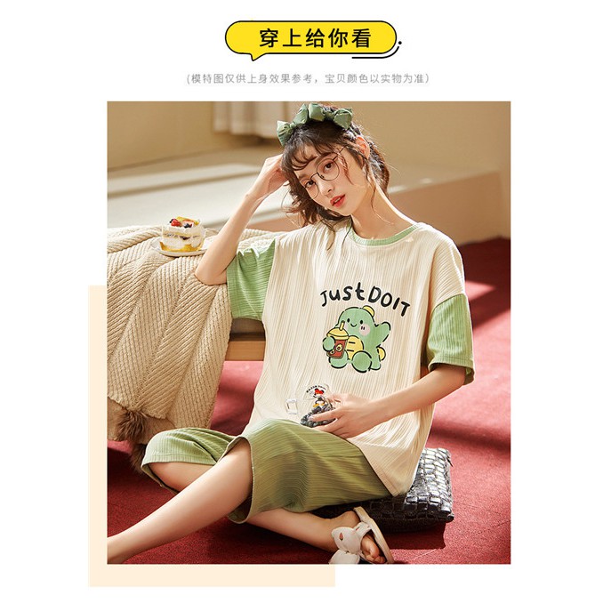 Bộ Đồ Ngủ Ngắn In Họa Tiết Dễ Thương Cho Nữ | BigBuy360 - bigbuy360.vn