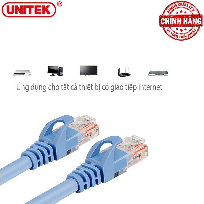 Dây cáp mạng LAN Internet bấm sẵn chuẩn CAT 6 Unitek Y-C814ABL dài 15m ( cat6 hỗ trợ 1000Mbps)