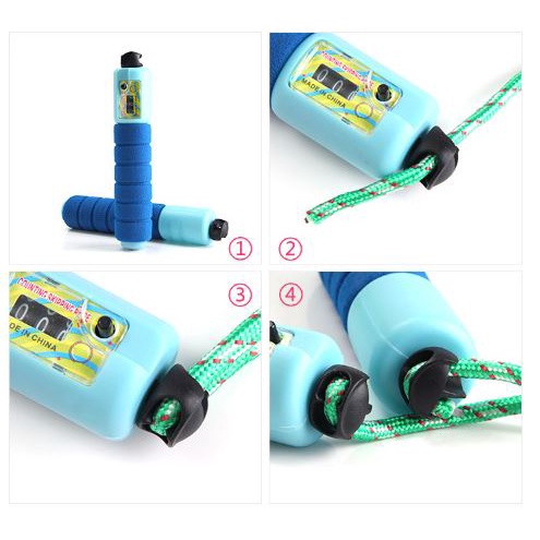 Dây nhảy dây tập thể dục 2m3 tay xốp êm có đồng hồ