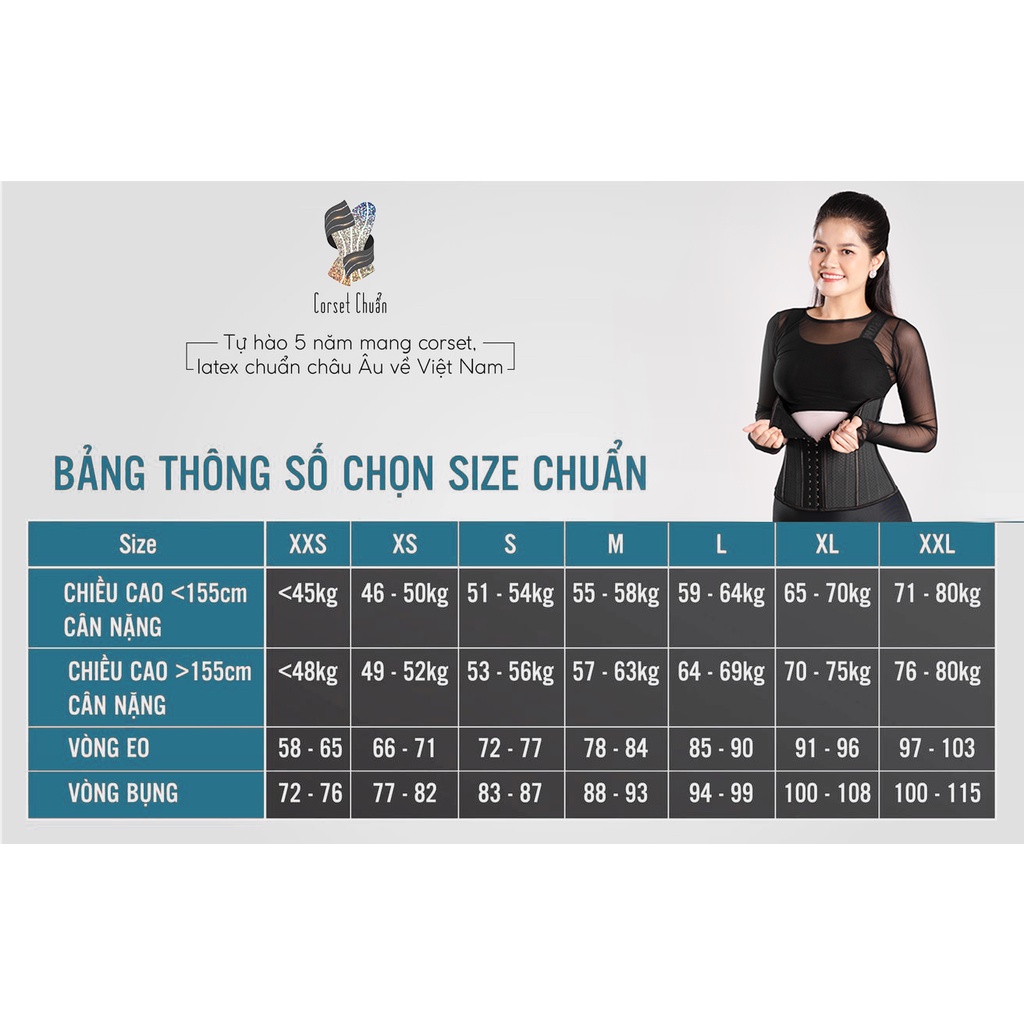 Đai Nịt Bụng Latex Corset Chuẩn Hi Lạp Mẫu Mới Cam Kết Chính Hãng Màu Đen - Tặng Áo Lót Mặc Trong | BigBuy360 - bigbuy360.vn