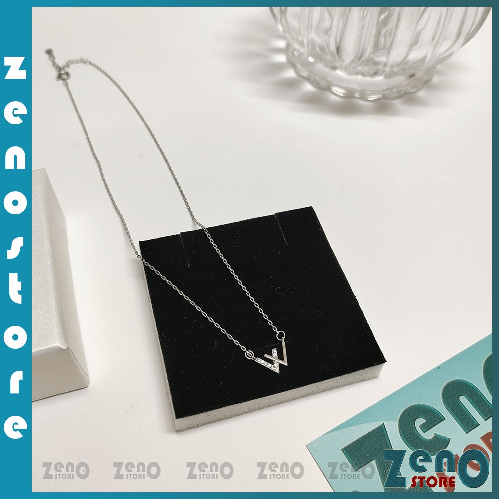 Vòng cổ ZenO titan chữ W (full box) DC06, dây chuyền W phong cách Hàn Quốc dành cho nữ