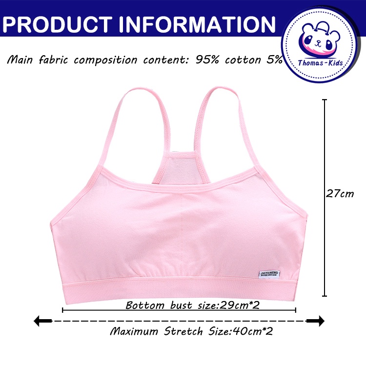 [THOMAS KIDS] Áo Ngực Cotton Màu Sắc Đơn Giản Cho Bé Gái 8-16 Tuổi