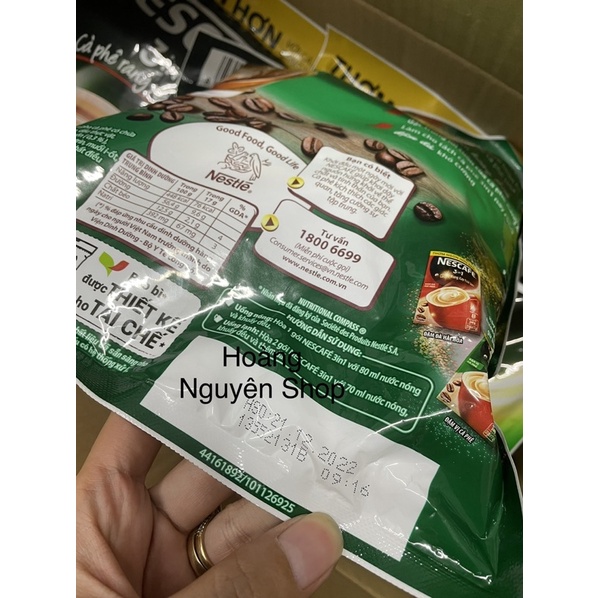 NESCAFE 3in1 RANG XAY HOÀ TAN ĐẬM VỊ CÀ PHÊ (Bịch 46 gói x 17g) - date T12/2022