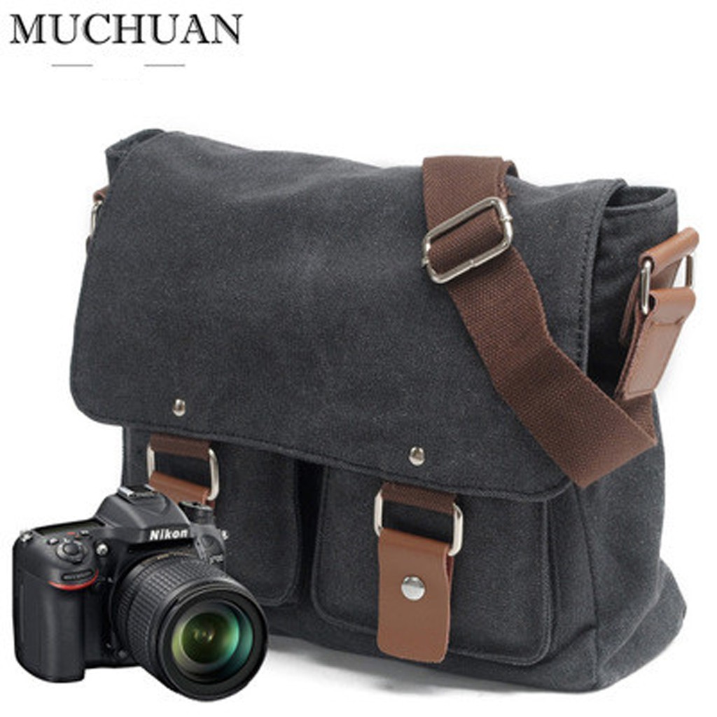 Túi đeo máy ảnh DSLR chống sốc thời trang Muchuan TẶNG ngay hộp đựng pin đèn flash