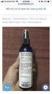 DIVINE ESSENCE - HYDROSOL WITCH HAZEL110ML