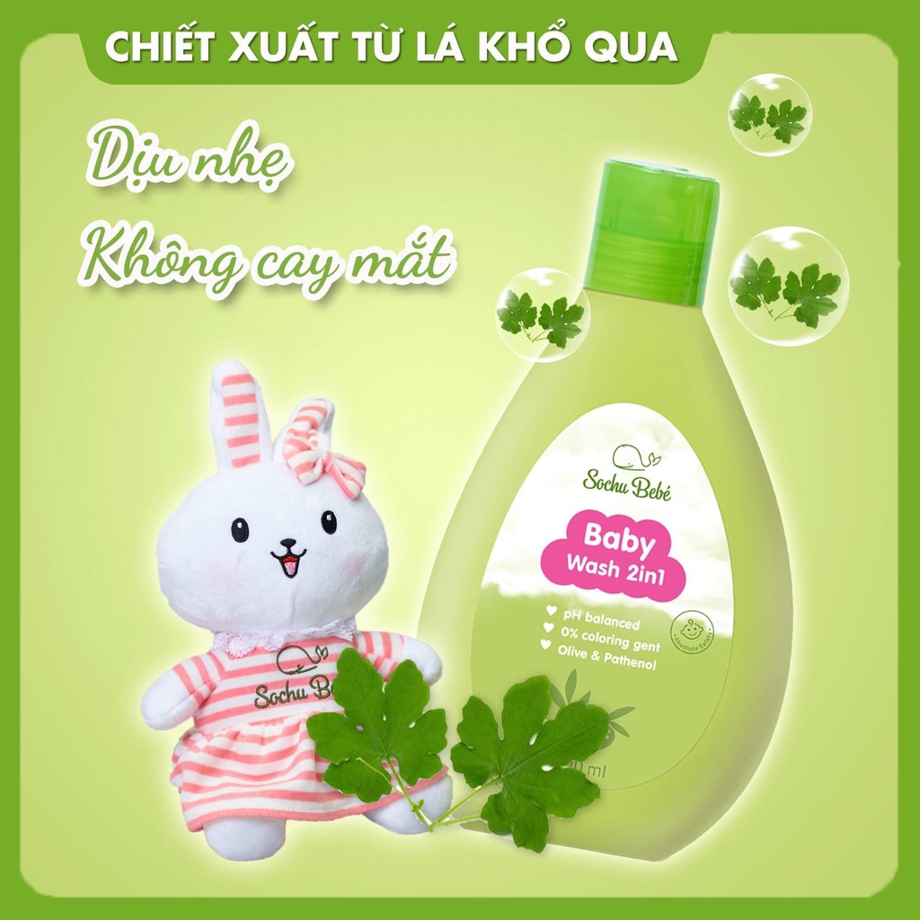 Sữa tắm gội cho bé baby wash 2 in 1 - Sochu bebé 200ml - Tặng Kèm Gấu Bông