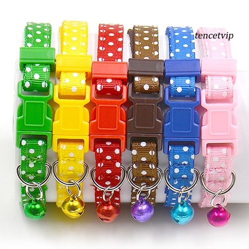 Vòng Cổ Nylon Họa Tiết Chấm Bi Có Chuông Có Thể Điều Chỉnh Cho Thú Cưng