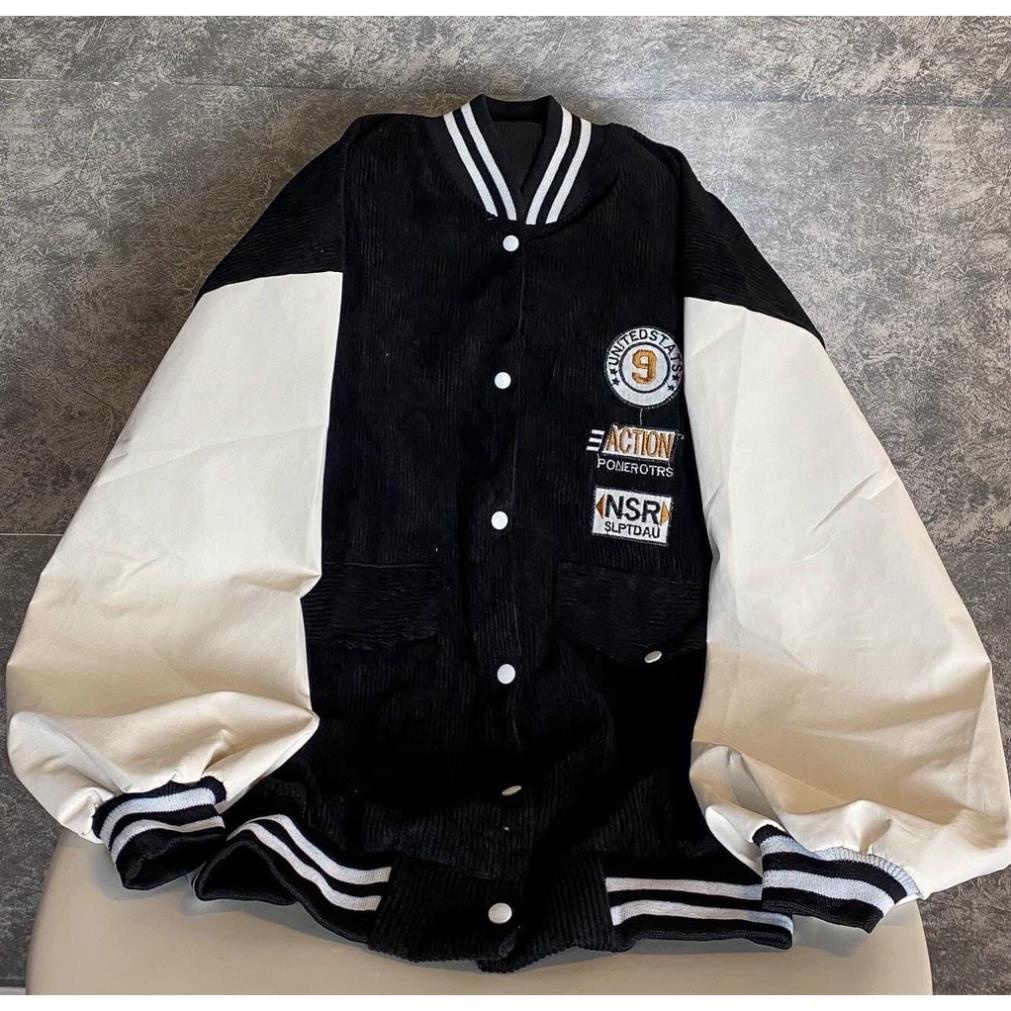 Áo bomber jacket nam nữ unisex NSR chất nhung phối, khoác thu đông hàng bao cá tính MB