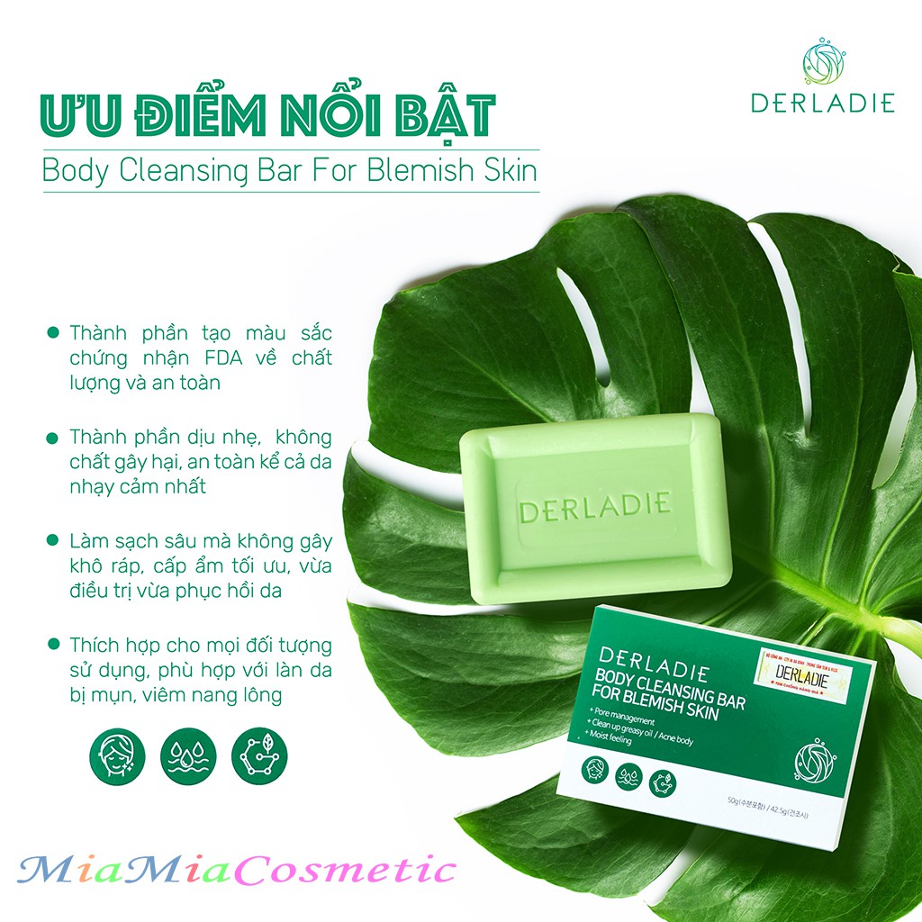 Xà Phòng Mụn Lưng Soap Xà Bông Giảm Mụn Body Ngực Cơ Thể Sau 7 Ngày Derladie Body Cleansing Bar For Blemish Skin