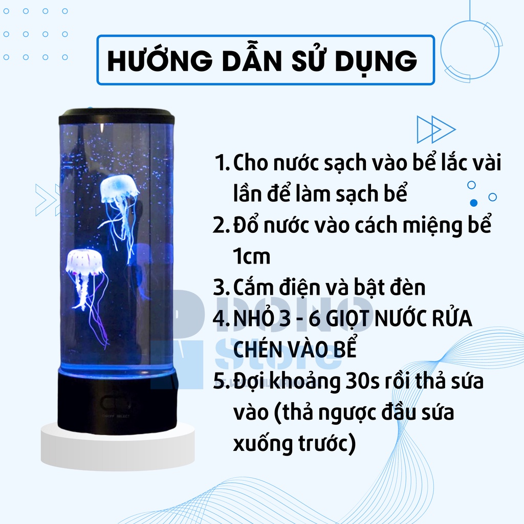 Đèn ngủ con sứa bơi lội chuyển động đổi màu mini