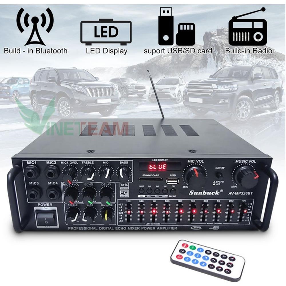 Ampli Sunbuck 326BT có Bluetooth dùng nguồn điện 220V/12V -dc3492