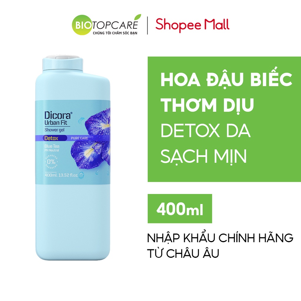 Sữa tắm Dicora Urban Fit Detox Pure Care Blue Tea Hoa Đậu Biếc 400ml - BioTopcare Official