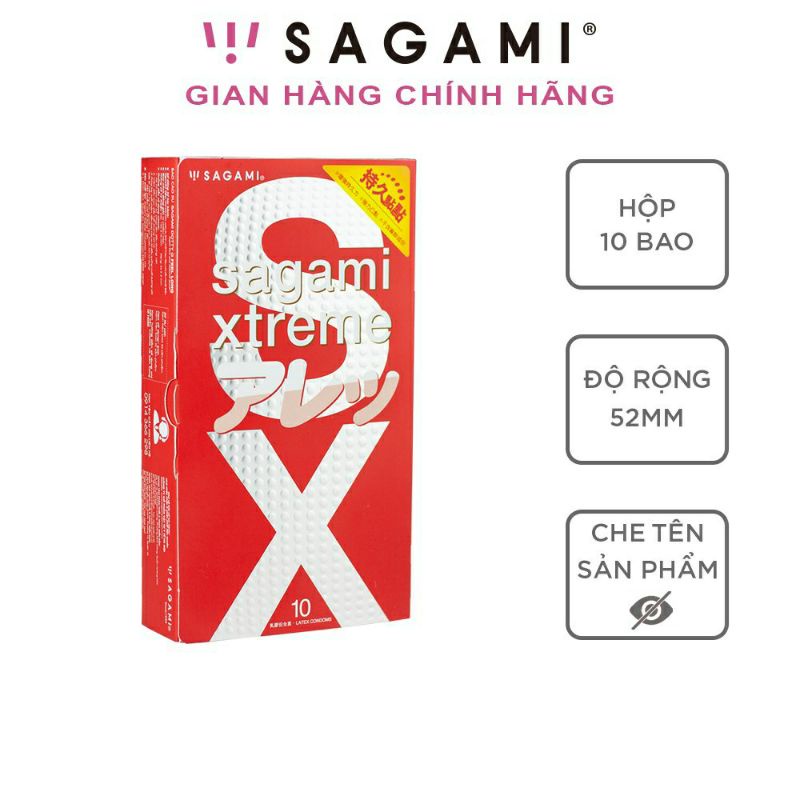 Bao cao su Sagami Feel Long kéo dài thời gian gân gai Nhật bản - Hộp 10 cái - NinaGen - Cam kết che tên, kín đáo