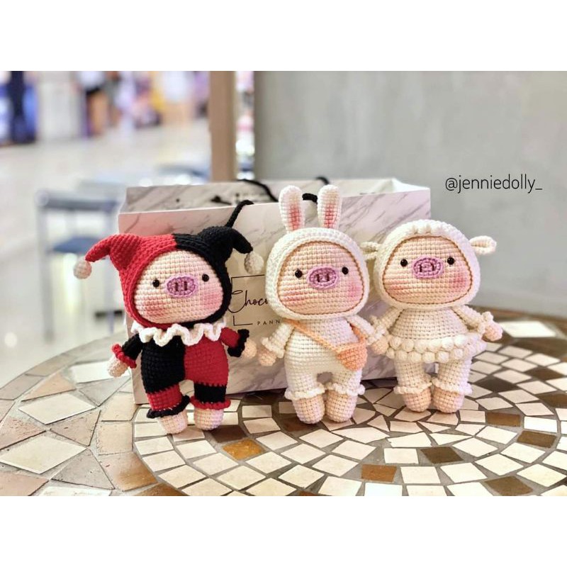 Heo bông xinh xắn thú bông len handmade