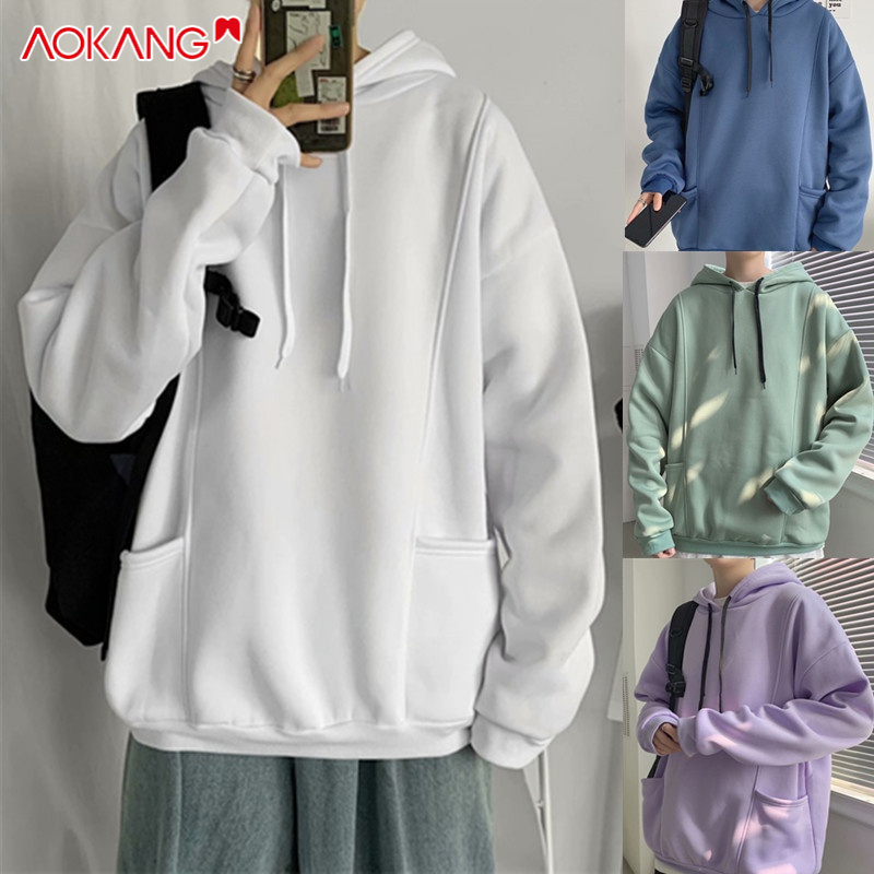 Áo hoodie dáng rộng AOKANG màu sắc đơn giản dễ phối đồ thời trang cho nam