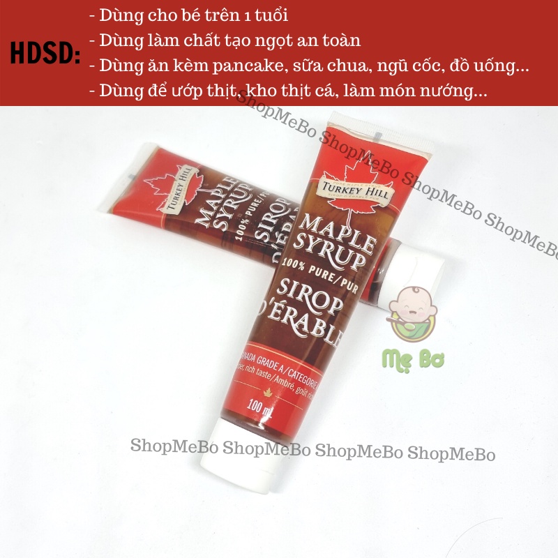 Siro lá phong (maple sirup) hữu cơ Turkey Hill tuýp 100ml
