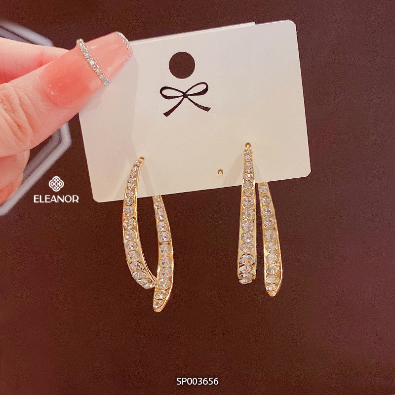 Bông tai nữ Eleanor Accessories đính đá dáng tròn phụ kiện trang sức quý phái