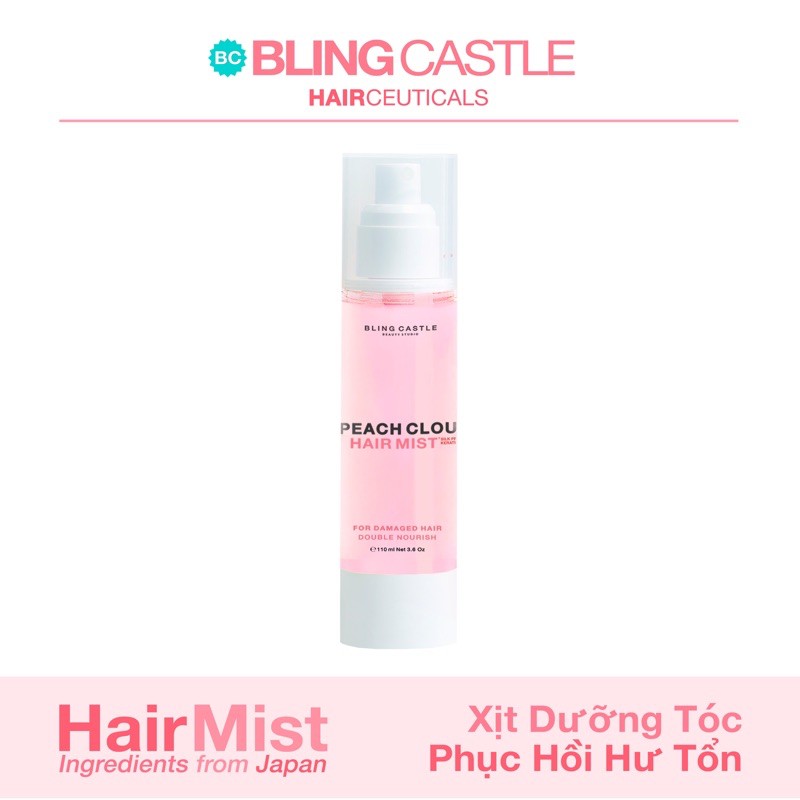 PEACHY CLOUDY Hair Mist - Xịt dưỡng tóc Phục Hồi Hư Tổn -  Keratin Bọt Sữa 110ml