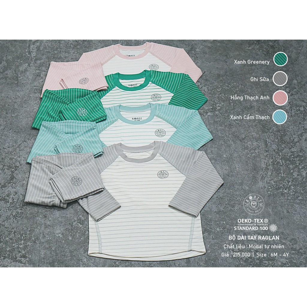 Bộ quần áo dài tay HRNEE vải sợi sồi màu trơn - BST 2022