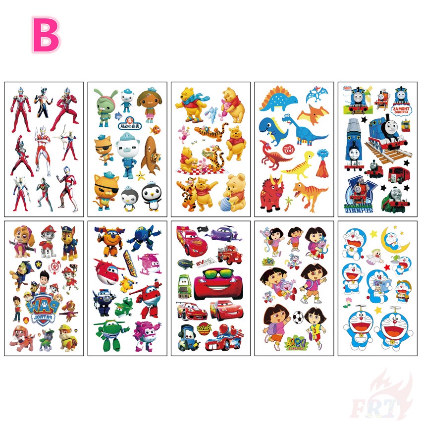 ✿ Miếng Dán Hình Xăm Tạm Thời Họa Tiết Hoạt Hình Dễ Thương ✿ Set 10 Tấm Hình Xăm Dán Chống Thấm Nước Độc Đáo