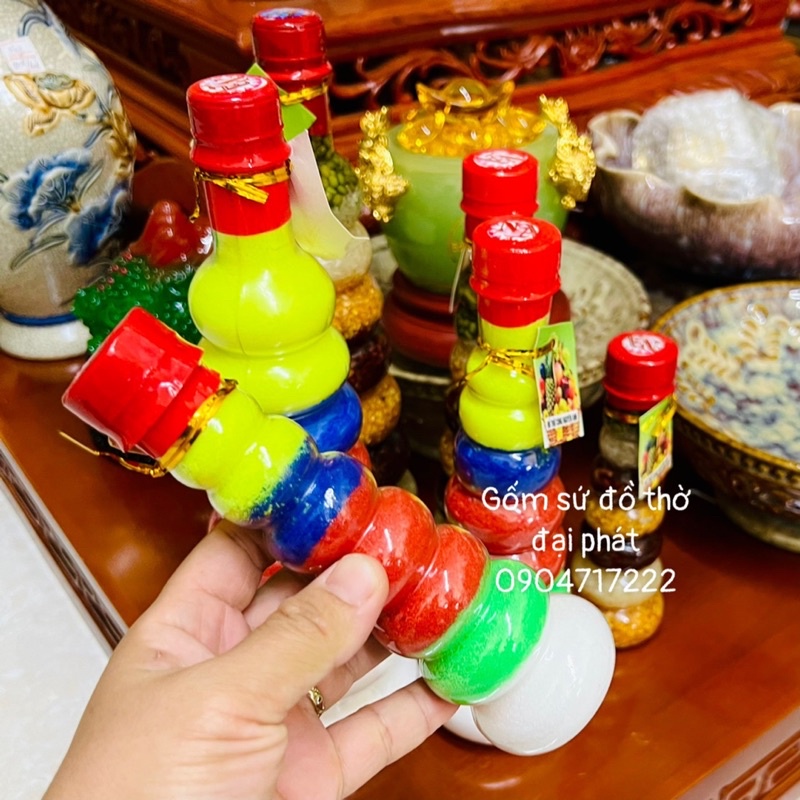 Chai muối gạo thần tài, Chai ngũ cốc, muối ngũ sắc cầu tài Lộc của ăn của để trên ban thờ
