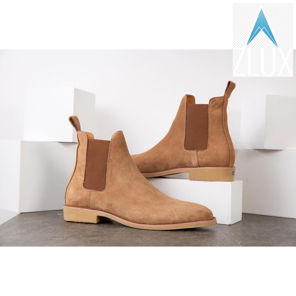 ️🥇 Giày Chelsea boots cao cổ thời trang nam chất liệu da lộn màu nâu đế độn 3.5cm ️🥇