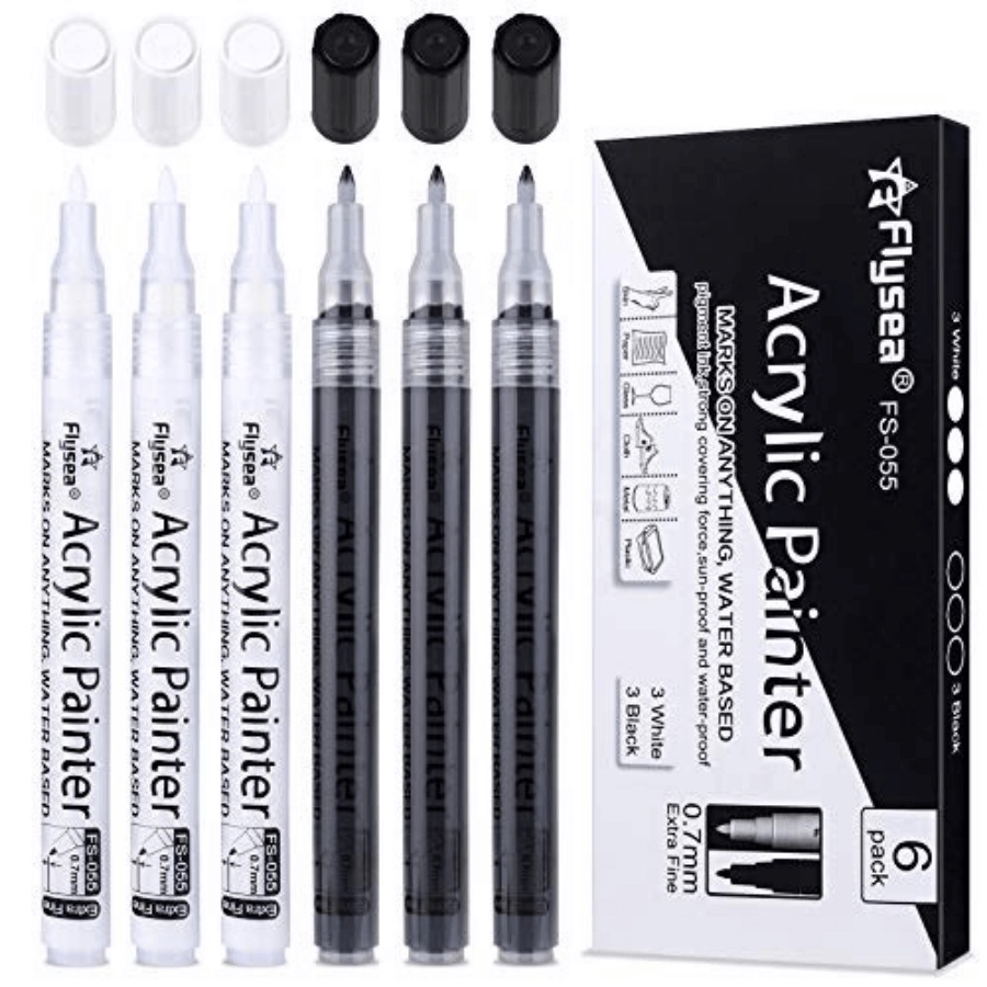 Bút vẽ nails nghệ thuật nhanh khô tự nhiên dùng vẽ đường nét Nails Art 2 màu đen trắng lựa chọn