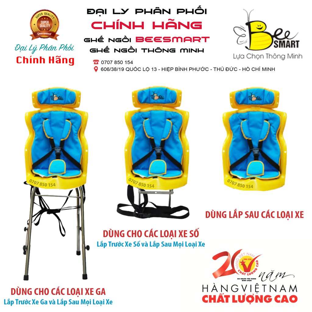 Ghế ngồi xe máy cho bé Beesmart X2 - Xanh