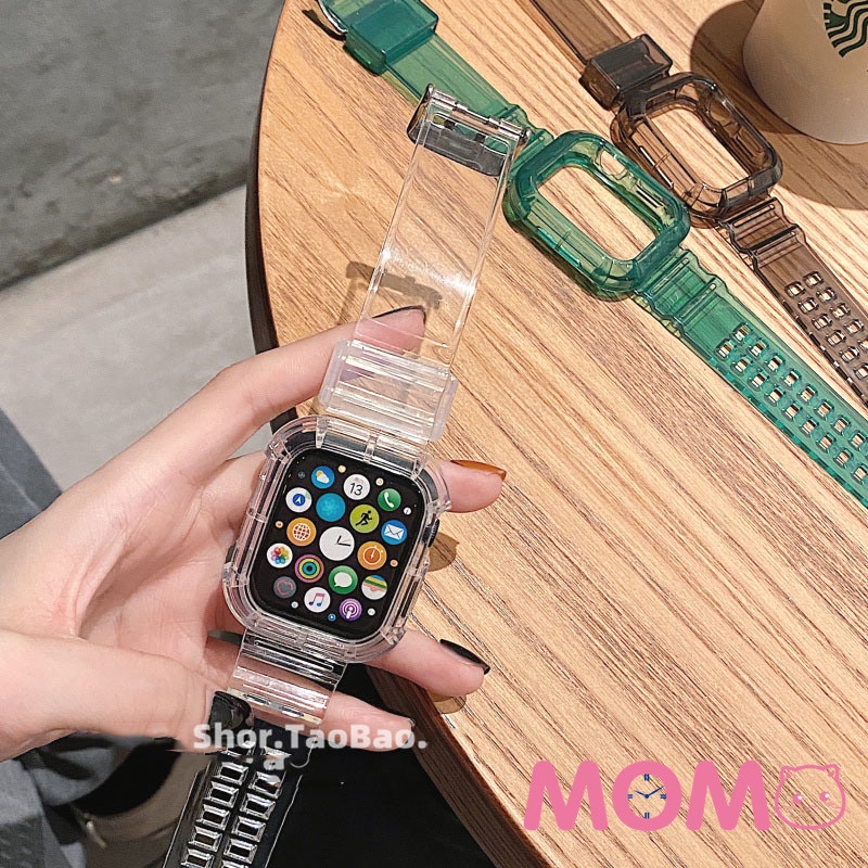 Dây đeo nhựa trong suốt cho đồng hồ thông minh Smart Watch Serise 7 6 SE 5 4 3 2 Iwatch 45mm 40mm 42mm 44mm