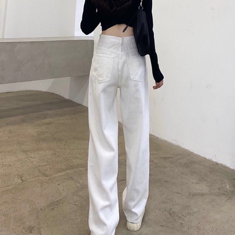 QUẦN JEAN ỐNG SUÔNG NÂU CẠP CAO SIÊU HACK DÁNG SIÊU TÔN DÁNG