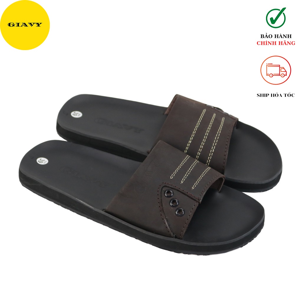 Dép da nam, dép nam quai ngang DTL450 - GIÀY GIAVY