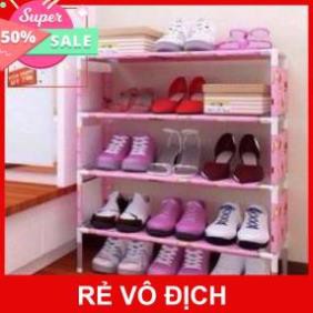 KỆ GIÀY DÉP 4 TẦNG BẰNG VẢI CÓ HOA VĂN