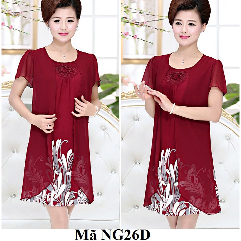 Váy, đầm 2 lớp cho người trung niên, người lớn tuổi NG26 NG26D