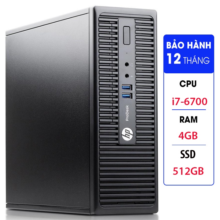 Cây máy tính văn phòng để bàn HP ProDesk 400G3 SFF, cpu core i7-6700, ram 4GB, SSD 512GB Tặng USB thu Wifi