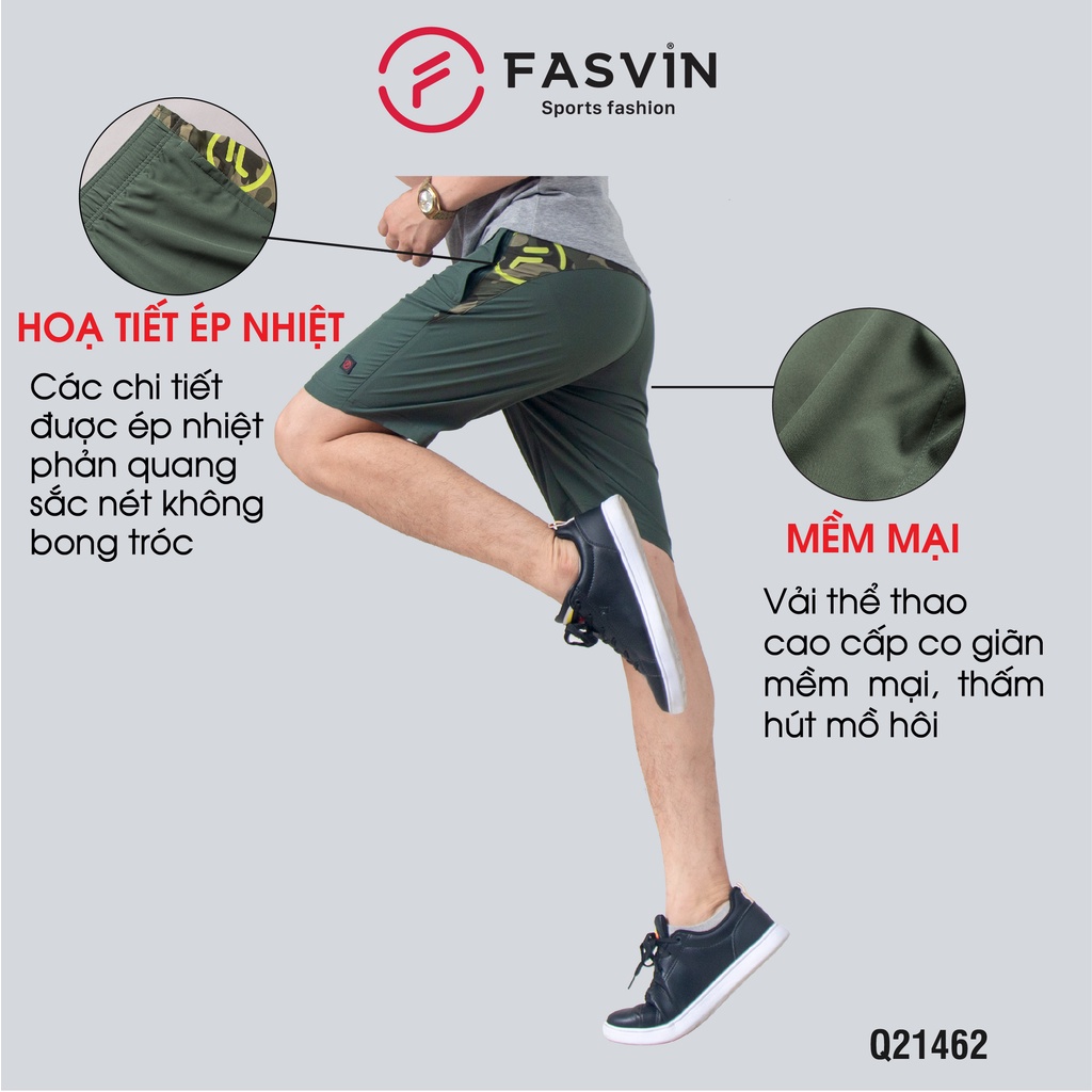 Quần short nam thể thao Fasvin Q21462.HN vải dù gió trơn mát co giãn thích hợp thể thao hay mặc nhà