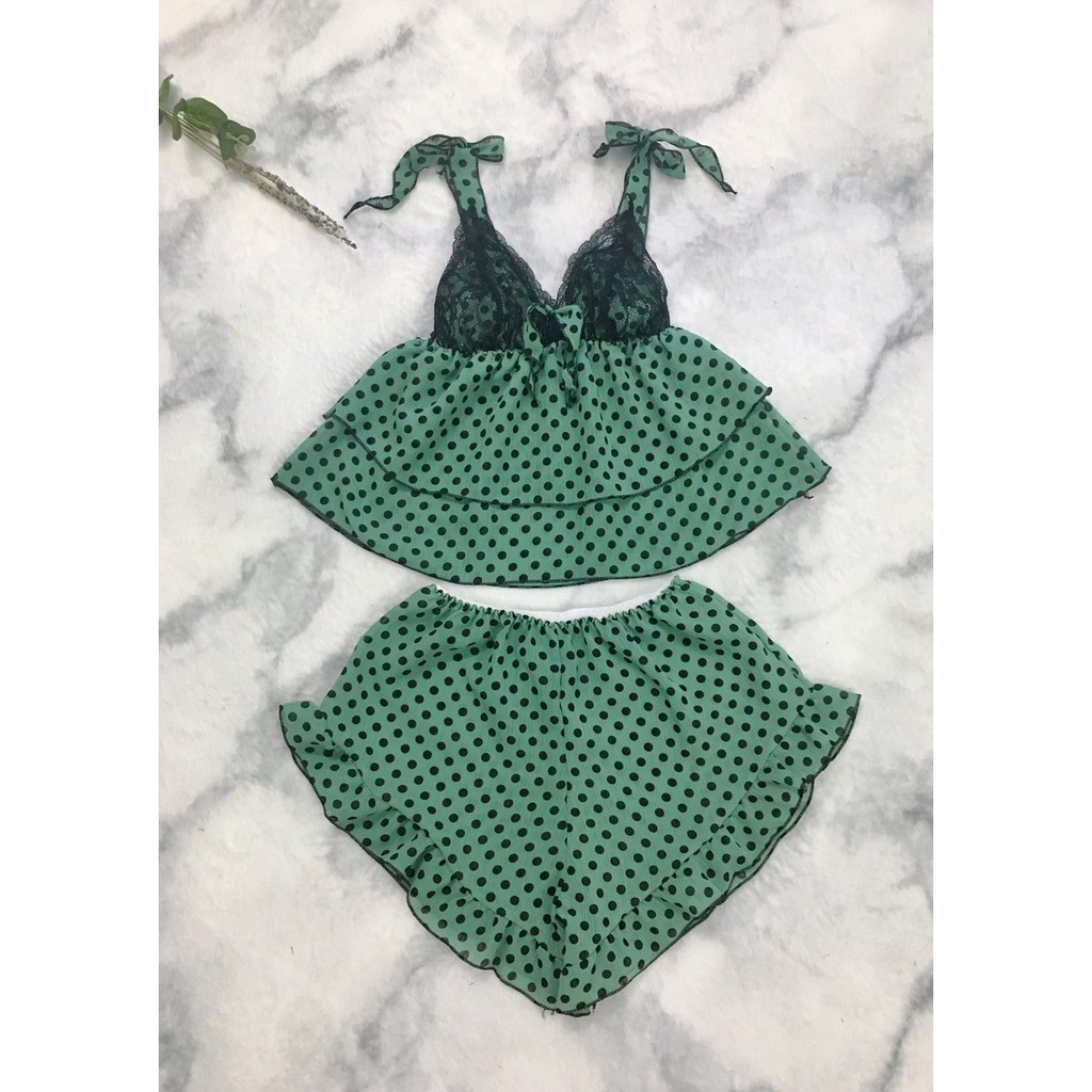 ĐỒ NGỦ VOAN MỎNG SEXY CHẤM BI DỄ THƯƠNG SIZE DƯỚI 60KG, ĐỒ NGỦ VOAN THẮT NƠ VAI GỢI CẢM NHIỀU MÀU SẮC DỄ MẶC | BigBuy360 - bigbuy360.vn