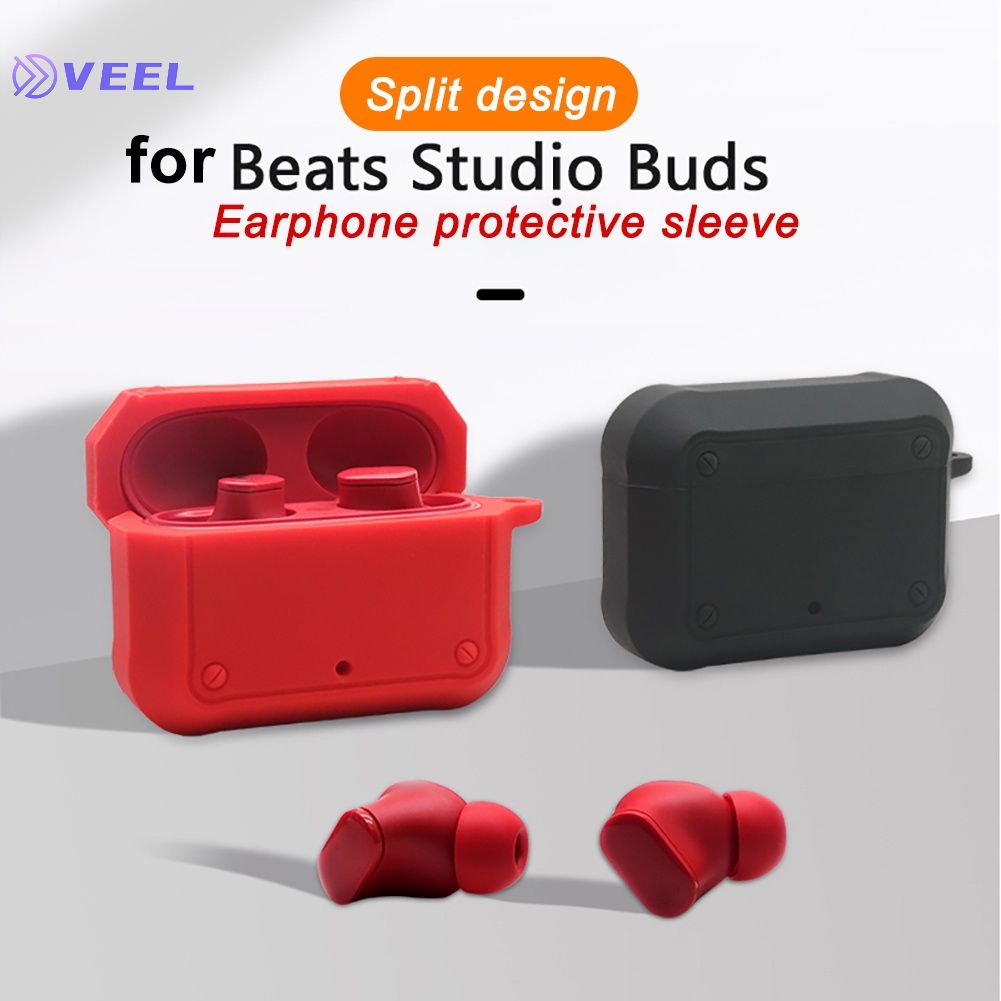Vỏ bảo vệ hộp sạc tai nghe Bluetooth Beats Studio Buds bằng silicon chống sốc kèm móc tiện dụng