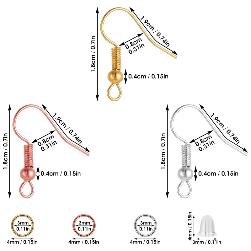 Set 450 Cái Gồm 150 Móc Và 150 Hạt Gắn Trang Sức